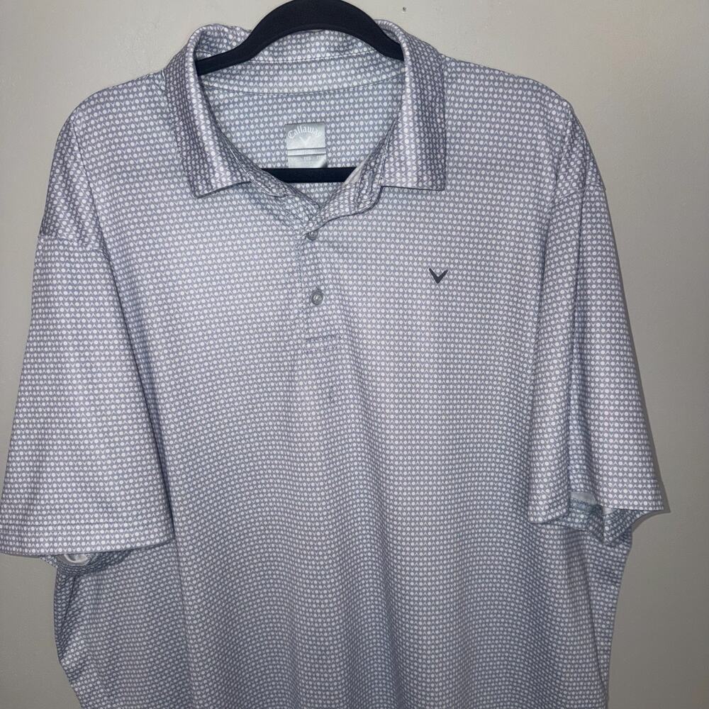 Callaway Opti-Dri Mens Size XXL Gray & White Pattern Active Short Sleeve Polo